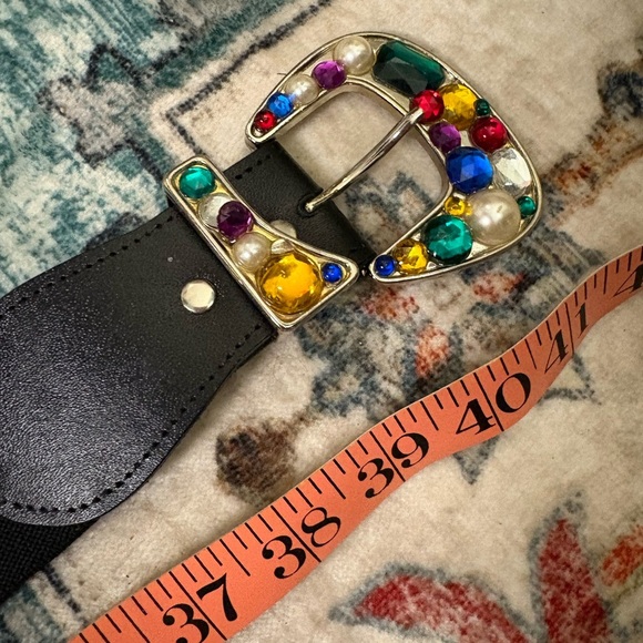 Black Belt with Multicolor Gem Buckle main image 8